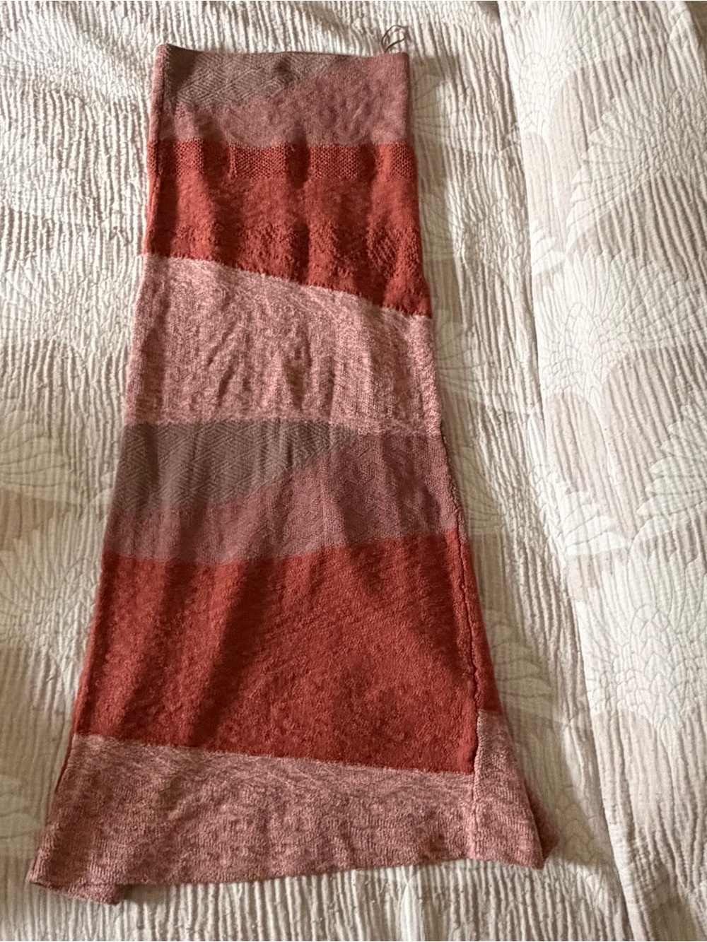 Free People Striped Knit Wrap in Rose and Rust- sweater skirt 🥰